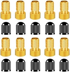 MFJUNS 5 Pcs Presta Valve Adaptors, 10 Pcs Bike Tire Caps, Bike Valve Stem Adapter for Mountain Bikes, Cars, Bike Accessories