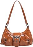 Verdusa Women's Y2k Purse Top Handle Shoulder Bag Buckle Punk Hobo Clutch Purses Bags Medium Brown One Size