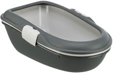 Trixie: - Berto Litter Tray, Three Part, with Separating System | Has a Double Rim to Prevent Leakage | Unique Double Tray and Sieve Design That Makes Cleaning The Tray Both Easy and Hygienic - Grey