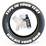 Tire Stickers - Create Your Own Custom Tyre Lettering Add-On Accessory - DIY/Easy/Glue & 2oz Touch-Up Cleaner - Custom Sizing/White (Pack of 8)