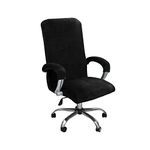 NLCYYQ Office Chair Cover Velvet Computer Chair Cover Stretch Rotating Chair Cover Removable Swivel Slipcover Boss Chair Cover Protectors High Back Large (Black,Large)