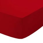 British Home Bedding - Plain Polycotton Percale Fitted Bed Sheets - Shrinkage and Fade resistant with a soft luxurious finish (Red, Single)