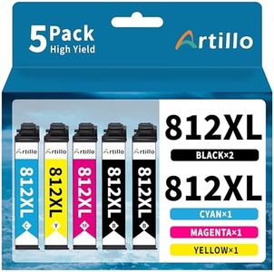 Artillo 812XL Ink Cartridge Replacement for Epson 812XL Ink Cartridges 812 XL T812 T812XL for Workforce Pro WF-3820 WF-3825 WF-4830 WF-4835 WF-7830 WF-7840 WF-7845 Printer (5 Pack, 2BCMY)