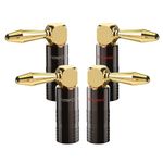 FosPower Right Angle Banana Plugs (2 Pairs / 4 pcs), Closed Screw 24K Gold Plated Banana Speaker Plug Connectors for Speaker Wire, Wall Plate, Home Theater, Audio/Video Receiver, and Sound Systems