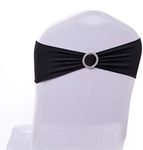 Tosnail 50 Pack Spandex Chair Sashes Wedding Chair Decoration Party Chairs Covers - Black