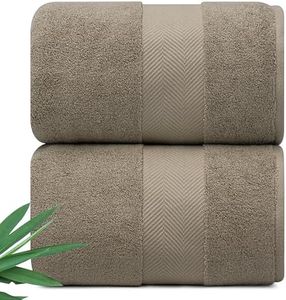 Alusa Home Ultra Soft & Plush Viscose from Bamboo Bath Sheets - 700 GSM Pack of 2 - Extra Large 70x35 in - Super Absorbent & Quick Drying (Taupe)