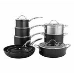 ProCook Induction Hob Pots and Pans Set Professional Black Granite Non-Stick Saucepan Set Cookware Set of 8 Induction Pans, 25 Year Guarantee (8 Piece)