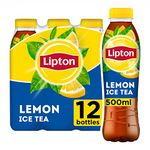 Lipton Ice Tea Lemon Soft Drink 500ml, (Pack of 12)