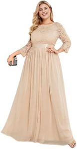 Ever-Pretty Long Sleeve PlUSSize Long Sleeve Formal Wedding Party Gowns for Bride Blush US18