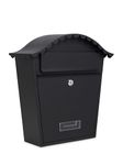 ACL Wall Mounted Post Box, Lockable Mailbox with 2 Keys, Weatherproof Galvanized Steel Letterbox, Easy to Install, 36x13x37cm (Black)