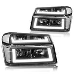 PM PERFORMOTOR [4Pcs-Set Black Housing Headlights With LED DRL Bars Replacement [Compatible with 04-12 Colorado / 04-12 Canyon / 06 i-280 i-350 / 07-08 i-290 i-370]