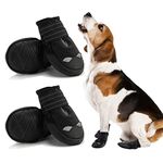 KUTKUT - Dog Boots Waterproof Shoes for Dogs with Reflective Straps, Rugged Anti-Slip Soft Sole Dogs Paw Protector for Small Medium Large Dogs (Black, Size: 7)