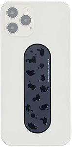 Momostick Flatstick, Cell Phone Finger Grip Strap Holder for Hand, Cell Phone Stand, New Slim Finger Loop Selfie Grip Compatible with Most Smartphones - Shadow Kitten