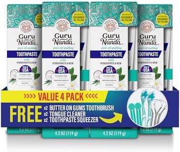 GuruNanda Hydroxyapatite Toothpaste, SLS & Fluoride Free, Whitening Toothpaste - Freshens Breath, Fights Plaque - Natural CocoMint Jasmine Neem - 4 Pack