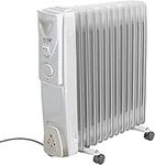 AMOS Oil Filled Radiator 3000W 13-Fin Thermostat Heater with Indicator, Safety Shut Off, 3 Power/Heat Settings | Heating Appliances