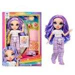 Rainbow High Jr High PJ Party Violet (Purple) 9” Posable Doll with Soft Onesie, Slippers, Play Accessories, Kids Toy Ages 4-12 Years