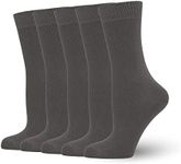 Women's Soft Thin Viscose Bamboo Crew Socks, Fit Stretchy Casual, Business, Dress Calf Sock 5 Pairs (US, Alpha, Small, Regular, Regular, Dark Gray)