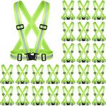 24 Pcs Reflective Vest Running Vest Reflector High Visibility Vest Crossing Guard Vest Reflective Running Vest with Safety Straps for Man Women Running Construction Cycling Walking