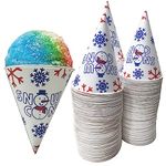 200 Snow Cone Cups | 6 OZ 180 ML | Disposable Paper Funnel Wax Coated Shaved Ice Cups for Slush, Snow Cones and Sno-Kone.