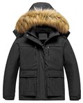 Pursky Girl's Waterproof Ski Jacket Kids Winter Snow Coats Fleece Raincoat Parka, Black, 4-5T