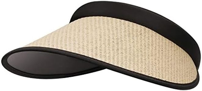 CLAPE Straw Sun Visors for Women Wide Brim Uv Protection Women's Visors Beach Sun Hat for Summer Vacation, Black