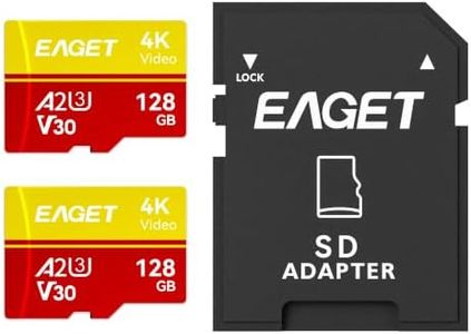 EAGET Micro SD Memory Card with Adapter, A2 U3 V30 TF Card | Up to 160MB/s Read High Performance 4K for Action Cam, Drone, Game Console and Dash Cam,2-Pack 128GB