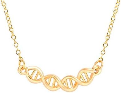 MANZHEN Infinity Spiral DNA Double Helix Chemistry Science Necklace Molecule Pendant Necklace(gold)
