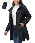 33,000ft Women's Waterproof Long Rain Coats Packable Rain Jacket with Hood Trench Coats Windbreaker