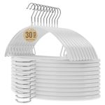 Jiang&Rong 30-Pack 16 Inch Rubber-Coated Non-Slip Metal Hangers - Heavy Duty No Bump Closet Hangers for Coats, Shirts, Suits, Sweaters (White)