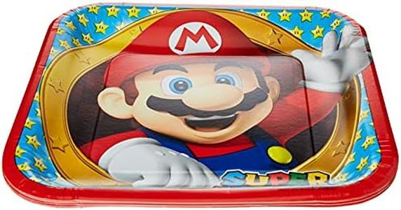 amscan Assiette en Carton Super Mario, 9901535, 23 cm, Blue