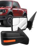 ECCPP Towing Mirrors Replacement fit for 2004-2014 Ford F150 Truck Rear View Mirrors with Manual Folding Turn Signal Lights Power Heated Back Reflector