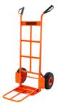 BLACK+DECKER BXWT-H302 Steel Hand Truck with 120 kg Capacity, Heavy Duty Sack Truck Cart with Pneumatic Wheels, Hand Grip with Knuckle Protection and Foldable Base Plate, Orange, (52.5 x 45 x 117 cm)