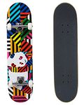 Enjoi Panda Stripes Resin Complete W/soft Wheels Kids Skateboard 7.75 inch Multi