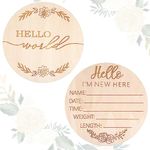 Ouligay Wooden Baby Announcement Sign 5.83Inch Hello World Baby Sign Newborn Sign Birth Announcement Sign Wooden Birth Announcement Newborn for Hospital Photo Prop Baby Shower