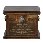 Art-Dog Pet Memorial Urn - Handmade Cold Cast Bronze Portrait on Birch Base - Personalized Dog Cremation Box – Custom Engraving – 8,3x11,4x8,7” – German Shepherd