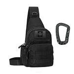 Armiya Men's Tactical Sling Bag Military Chest Shoulder Molle Small Daypack Backpack for Outdoor Cycling Hiking Camping (black)