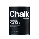 Hemway Jet Black Chalk Paint 1L Matt Shabby Chic Interior Furniture, Walls, Wood, Wardrobes, Doors, Tables, Chairs, Quick Dry Smooth Chalky Finish (40 Neutrals & 118 Colours Available)