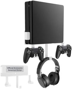 Wall Mount Kit with Detachable 2 Controller Holder & Headphone Hanger, Metal Wall Mount Stand Compatible with PlayStation 4 Slim