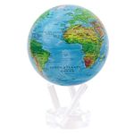 MOVA Globe Relief Map Blue 4.5" with Base, Solar Powered Rotating Globe No Need of Battery or Chord, Unique Gift and Decoration