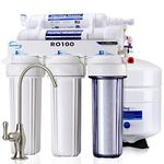 iSpring RO100 Under Sink 5-Stage Reverse Osmosis Drinking Water Filtration System High Capacity 100 GPD Fast Flow, 1:1 Pure to Waste Ratio, US Made Filters