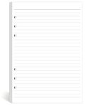 A5 Lined Paper 6-Hole Punched, 100 Sheets (200 Pages), Compatible with Filofax A5 Organizer, 100gsm, White