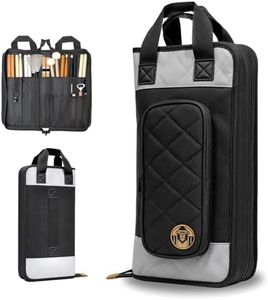 GORPANIX Drum Stick Bag for Drumsticks & Mallets, Large Capacity Drumstick Bag with Reflective Surface & Tom Mount Hooks, Percussion Stick Bag for Trolley Sleeve for Drummers, Beginners, Gig, Tour