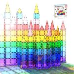 PicassoTiles 60 Piece Set 60pcs Magnet Building Tiles Clear Magnetic 3D Building Blocks Construction Playboards, Creativity Beyond Imagination, Inspirational, Recreational, Educational Conventional