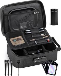 OZCHIN Large Smell Proof Bag with Combination Lock Odor Proof Lock Box Travel Storage Case Activated Charcoal Bag Great Christmas Gift (Black, L)