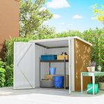 Outsunny 5' x 3' Metal Storage Shed, Garden Tool House with Double Doors for Backyard, Patio Lawn, Yellow
