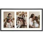 Golden State Art, 4x6 Aluminum Collage Frame, Displays 6x4 Pictures With 3 Openings Mat or One 7x14 Photo, Real Glass, Portrait/Landscape Wall Display, Black, 1 Pack