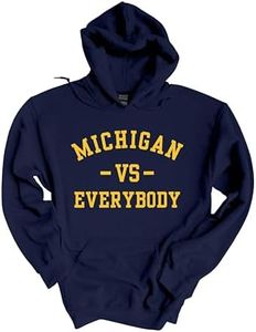 Trenz Shirt Company Mens Michigan Tshirt Michigan Vs. Everybody Football Team Color Hooded Sweatshirt-Navy Blue-4xl
