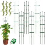 Yaocom 6 Pcs Garden Trellis 63 Inch Tall Plant Stakes Tomato Cages for Garden Adjustable Plant Support Tomato Garden Trellis for Climbing Plants Vegetable Fruit Crop Flower Vine with 164 ft Twist Tie