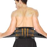 Low Back Support Belt - Lumbar Support Brace with Reinforcing Springs and Dual Adjustment Straps - Pain Relief and Injury Prevention (L - Waist 96cm to 121cm)