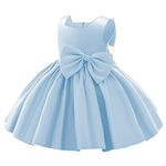 Baby Girls Dresses Bowknot Tutu Princess Prom Dress Formal Ball Gown Birthday Wedding Party Christening Baptism Dresses Light Blue 12-18 Months